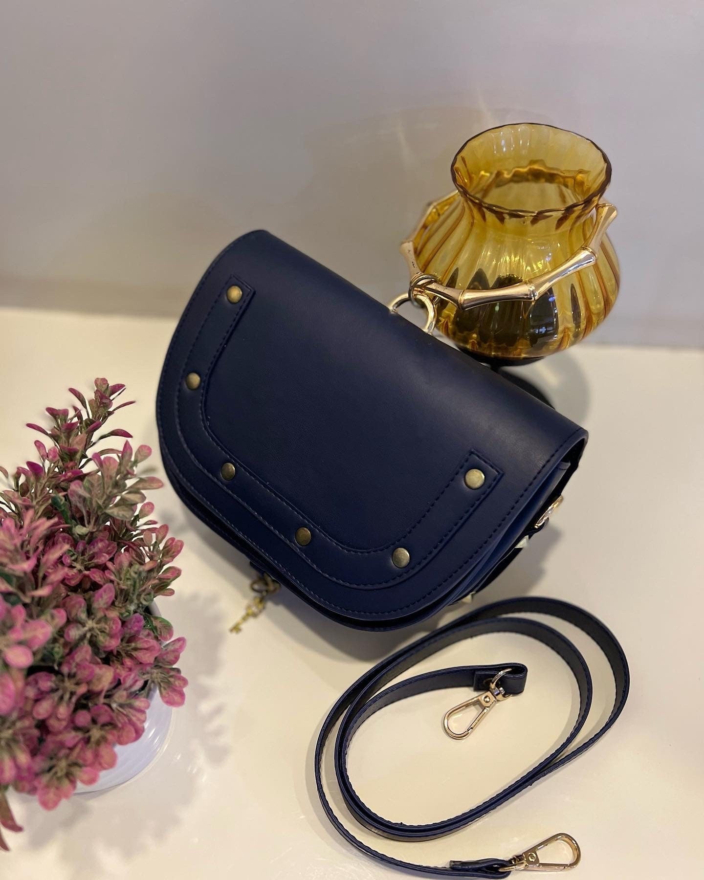 Crescent Bag with Top Ring Handle
