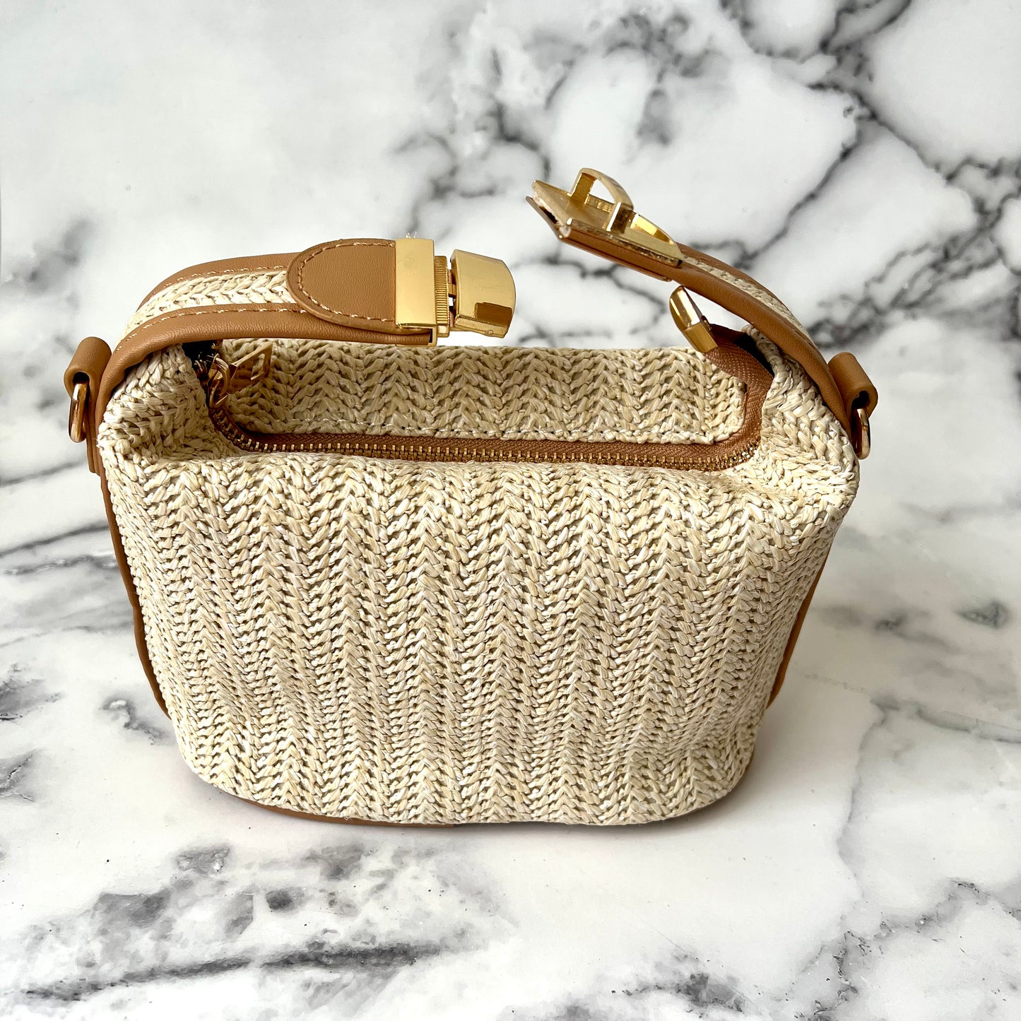 Boho Rattan Summer Bucket Bag