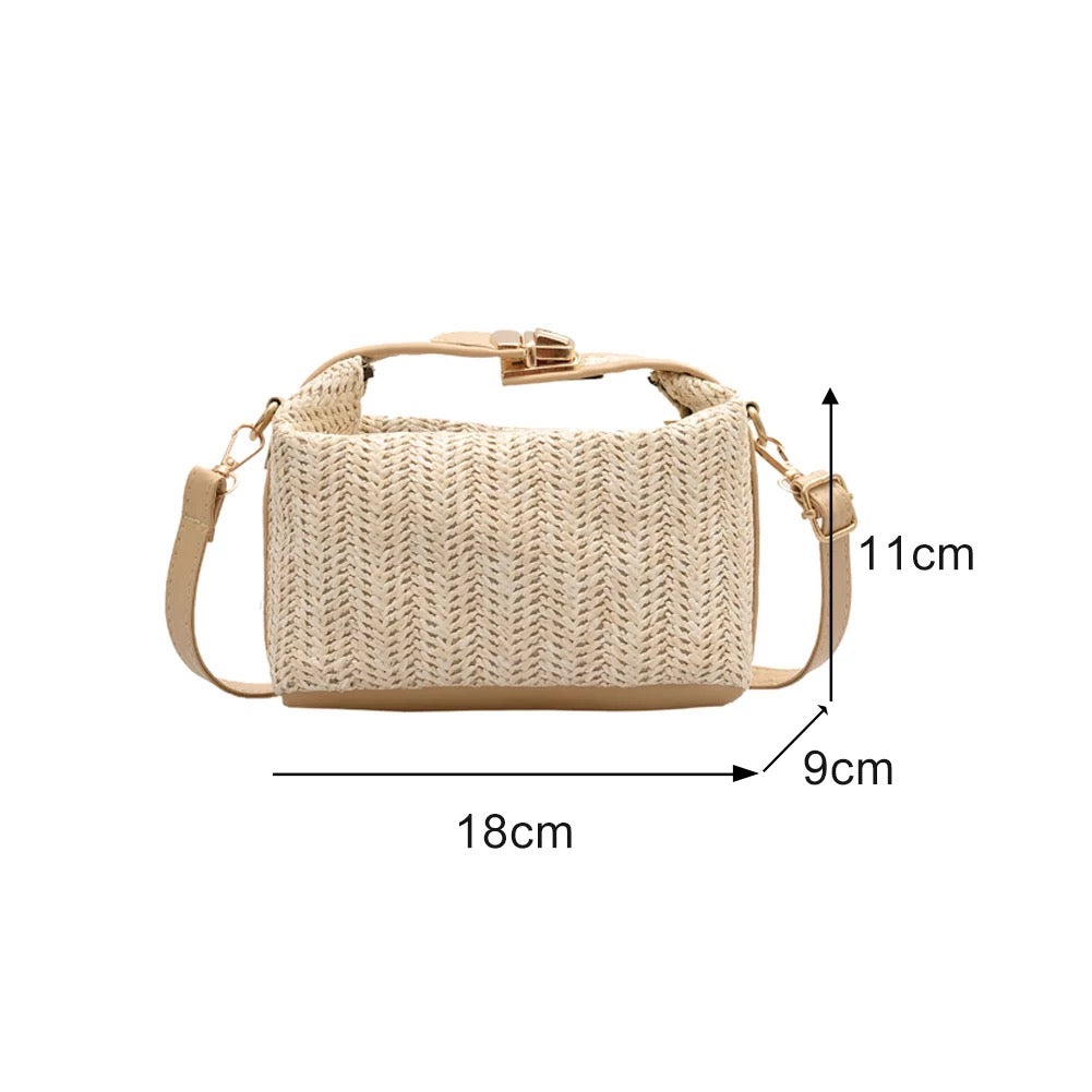 Boho Rattan Summer Bucket Bag